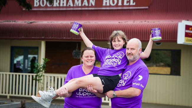 Katie Batchelor, Charlee Wahlert and Nick Batchelor in Boorhaman. Picture: Simon Dallinger