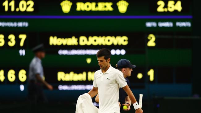 Novak Djokovic will look to finish off Rafael Nadal later tonight. Picture: Getty.