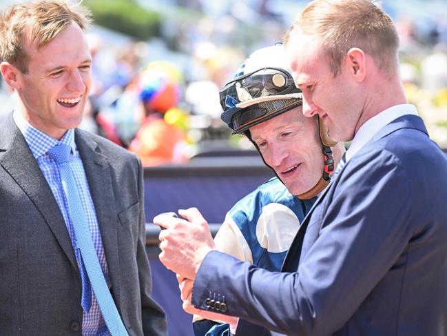 Will and JD Hayes with star jockey Mark Zahra. Picture: Racing Photos