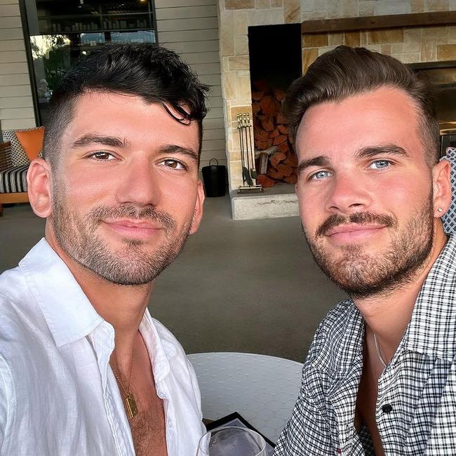 Luke Davies (left) and Jesse Baird (right) and Brockenwood Winery in the Hunter Valley. The pair were allegedly murdered inside a Paddington terrace. Picture: Instagram