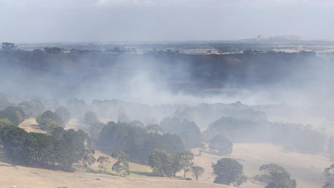 Smoke from a smouldering fire near Camperdown. Picture: David Caird