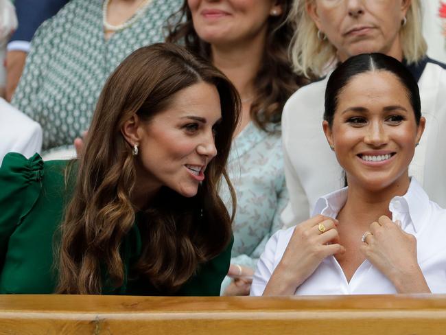 Kate Middleton and Meghan Markle in happier times at Wimbledon in 2019. Picture: AFP