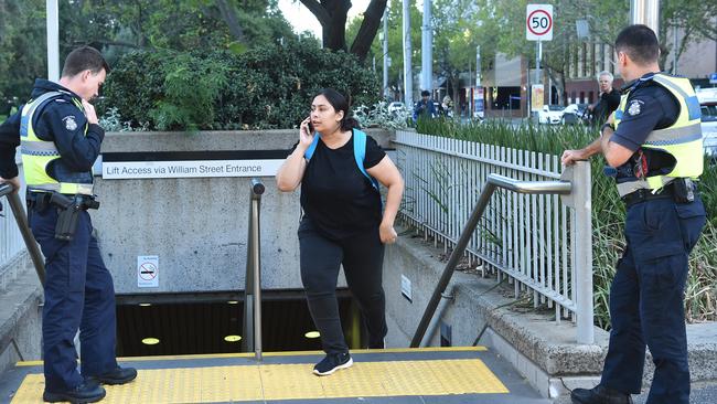 Police are still at Flagstaff station this morning. Picture: AAP Image/James Ross