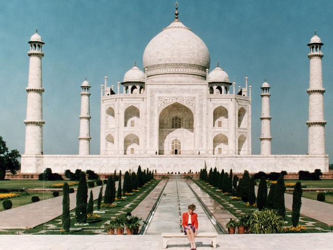 Princess Diana pictured alone at the Taj Mahal during the Prince and Princess of Wales's official visit to India in 1992. Picture: Arthur Edwards, The Sun