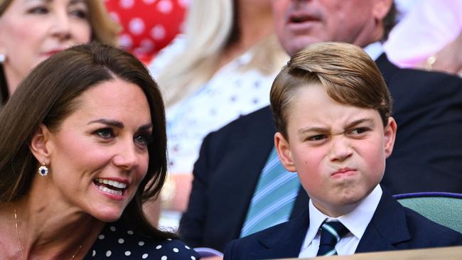 Catherine, Duchess of Cambridge with her son Prince George at the tennis on July 10. Picture: Sebastien Bozon/AFP