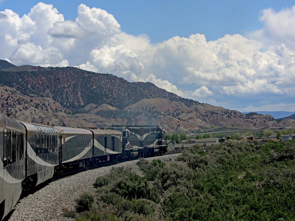 TRAVEL FEATURE: Rocky Mountaineer - Rockies To The Red Rocks ... Travelling from Moab to Denver, witnessing the unparalleled natural beauty of North America's famous desert formations in Utah to the rugged mountain landscapes of Colorado. Pictured: The mighty Rocky Mountaineer. Picture: Nicholas Eagar