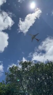 Aircraft taking off from Sunshine Coast Airport over Mudjimba