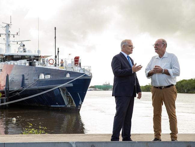 ELECTION TEAM 2022LIBERAL BUS TOUR 28/4/2022Prime Minister Scott Morrison for a Marine Precinct Announcement at Norship Cairns QLD. Ship building yard also with Dockong for boarder patrol boats like the Armidale Class. ATTENDING:The Hon Scott Morrison MP, Prime MinisterThe Hon Warren Entsch MP, Federal Member for LeichhardtMr Olav Groot, NorshipMr Rob Downing, Tropical Reef ShipyardsMr Mike Steen, AustalPicture: Jason Edwards