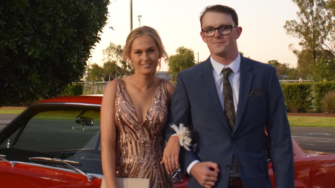 Katie Stenzel and Cody Wenham stunned on the red carpet at Our Lady of Southern Cross College's formal for 2023. Picture: Emily Devon