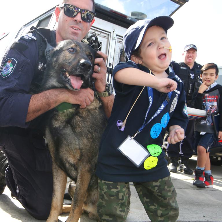 Slater loves all parts of policing, but the dog squad is his favourite. Picture: Glenn Hampson