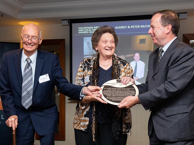 Peter McCallum receives one of Waverley Council's highest honours from mayor John Wakefield in May. Picture: Supplied.