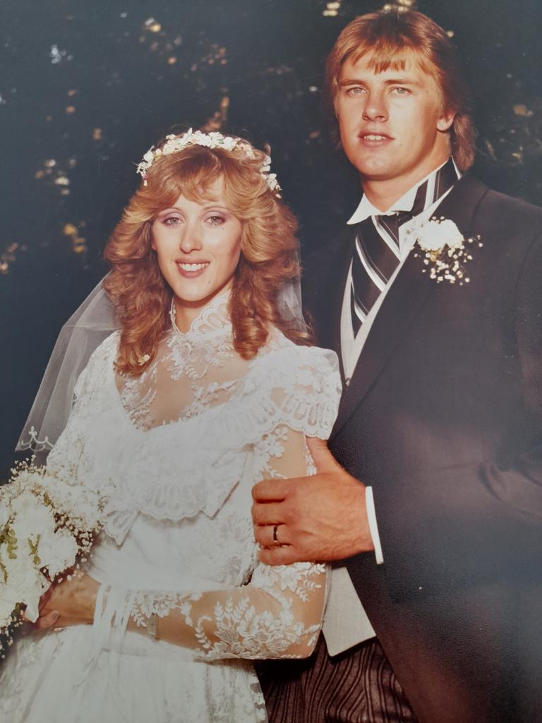 Jennifer and Darren Grosser on their wedding day in 1985. Picture: Supplied