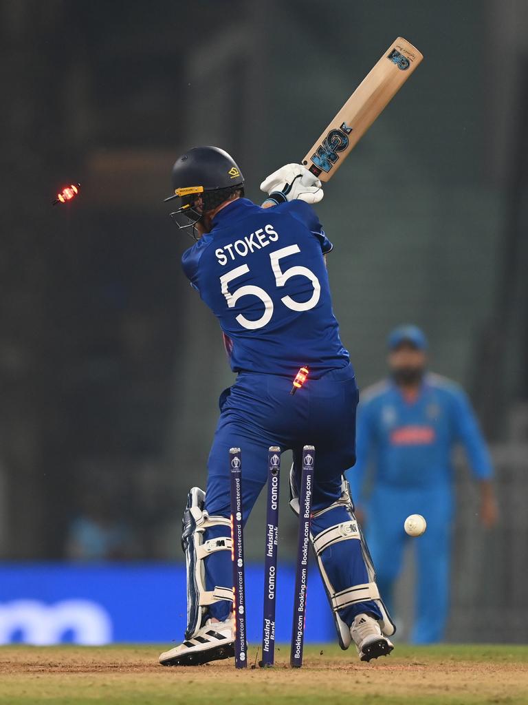 Ben Stokes is bowled by Mohammed Shami. Picture: Getty