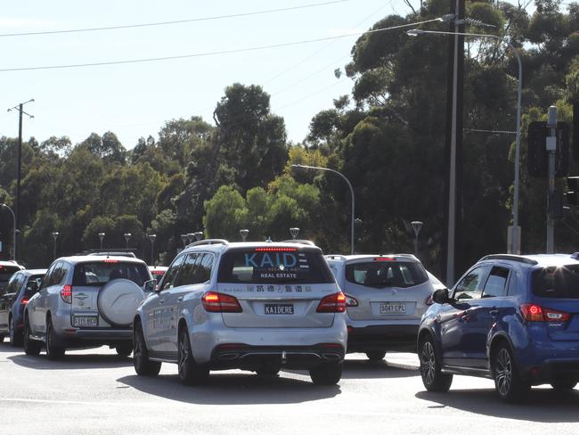 Traffic on Anzac Highway coming into the city, appeared to be far heavier than normal, as people took to cars, because of the peak hour train disruption. 16 April 2024. Picture Dean Martin