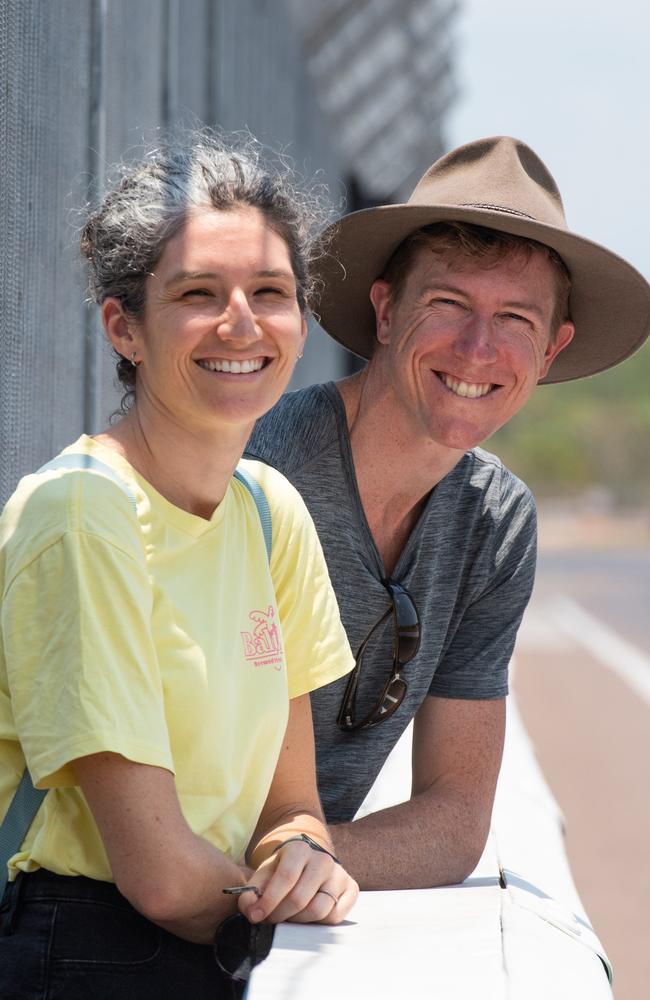 Laura Wade and Matt Behling at the 2023 Bridgestone World Solar Challenge, Hidden Valley Raceway, Saturday, October 21, 2023. Picture: Pema Tamang Pakhrin.