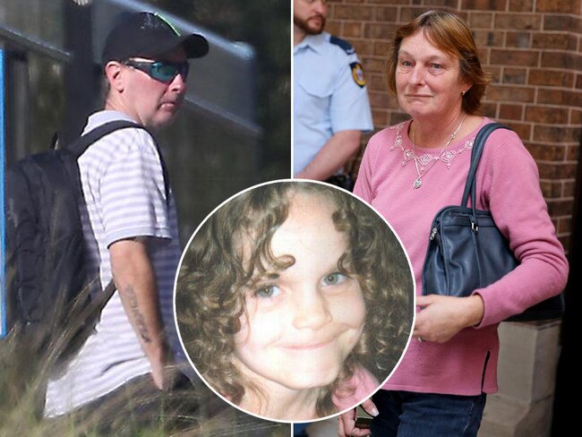 Liz Weippeart, right, the grandmother of Kiesha Weippeart, inset, wasn’t at all surprised to learn that man, Robert Smith, 43, left, still didn’t have the courage to say he was sorry for his role in stuffing the little girl’s body in a suitcase and torching it in a shallow grave. Pictures: News Corp/Supplied