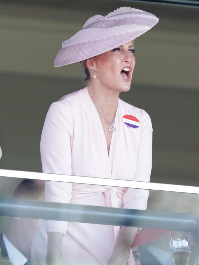 Sophie, Duchess of Edinburgh cheers on a horse on day dour of Royal Ascot. Picture: Chris Jackson/Getty