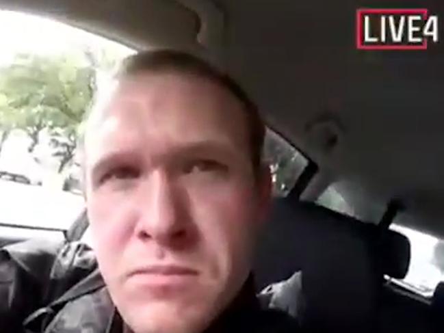 Brenton Tarrant on social media, in a car before the mosque shootings in Christchurch, New Zealand. Picture: Shooter's Video via AP