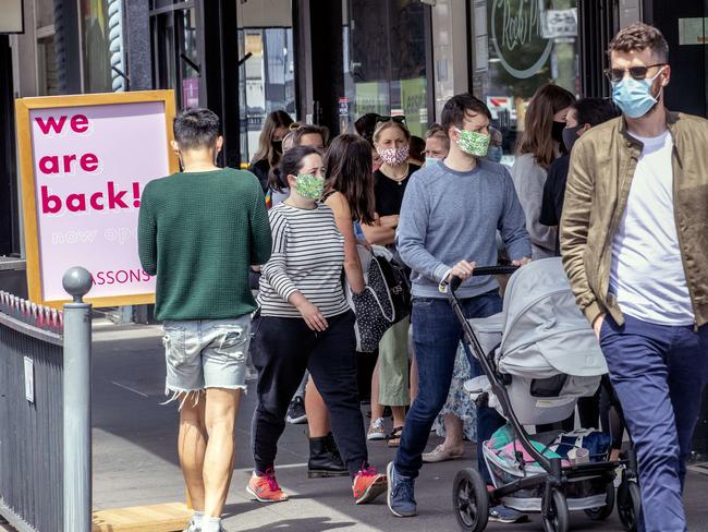 MELBOURNE, AUSTRALIA - NewsWire Photos November 1 2020:  Chapel street in South Yarra springs back into action on Sunday afternoon on the first weekend since significantly eased lockdown measures in Melbourne. Picture: NCA NewsWire / David Geraghty