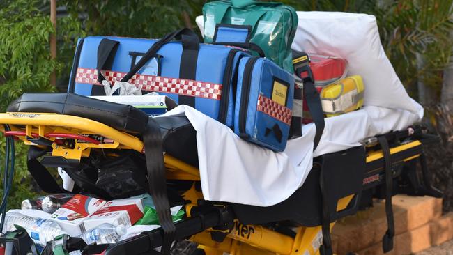 A Queensland Ambulance Service spokeswoman said a man in his 30s was being treated for burns to his chest, arms and back.