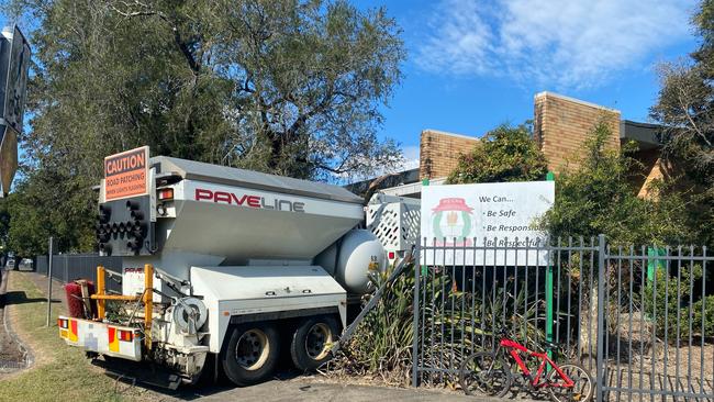 A truck crashed into Lismore South Public School on Monday afternoon. Picture: Robbie Patterson.