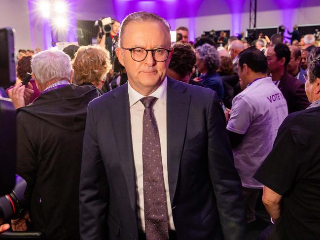 ADELAIDE, AUSTRALIA - AUGUST 30: Australian Prime Minister Anthony Albanese leaves the Yes campaign launch on August 30, 2023 in Adelaide, Australia. On October 14, 2023, Australians will vote on a referendum to amend the Constitution to recognise First Peoples of Australia and establish an Aboriginal and Torres Strait Islander Voice to Parliament. To pass, the referendum requires a 'double majority'ÃÂ³ a national majority of  'yes' votes, and a majority of states voting 'yes'. (Photo by James Elsby/Getty Images)