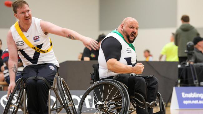 A Victorian player celebrates during last year's Wheelchair titles. Picture: Nerissa Byrne