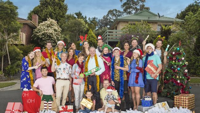 The <i>Neighbours</i> cast in Pin Oak Court, better known as Ramsay Street. Picture: Channel 10