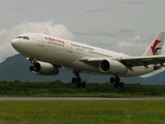 China Eastern Airlines flight MU571 from Shanghai landed at Cairns Airport just after midday on Thursday, beginning a series of seasonal flights during the Chinese New Year period. Image: Supplied