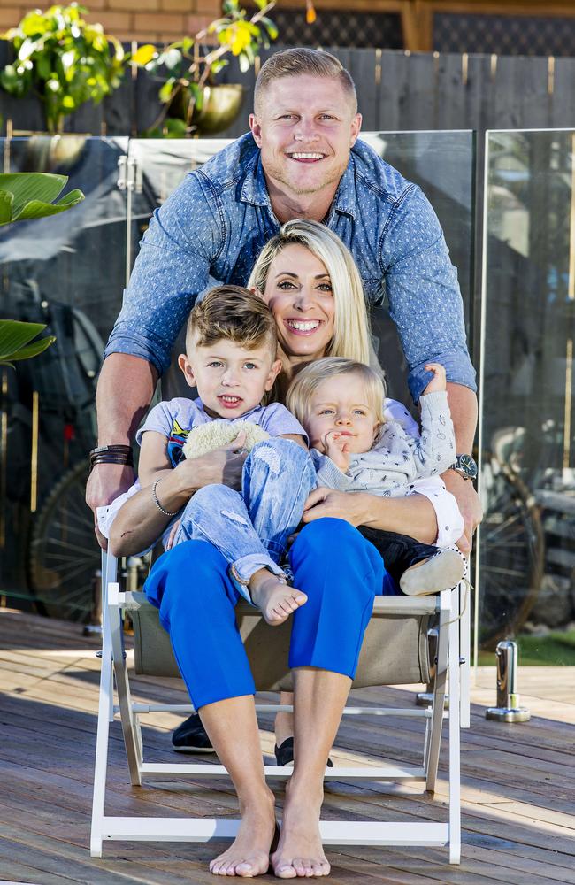 Aaron and Daniella with Jaxon (left) and Brooklyn. Picture: Jerad Williams