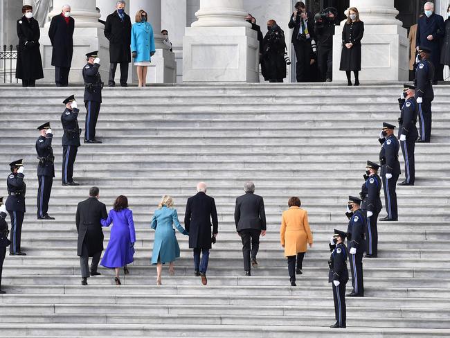 The new team making it’s way to the entrance of the US Capitol in Washington, DC. Picture: AFP