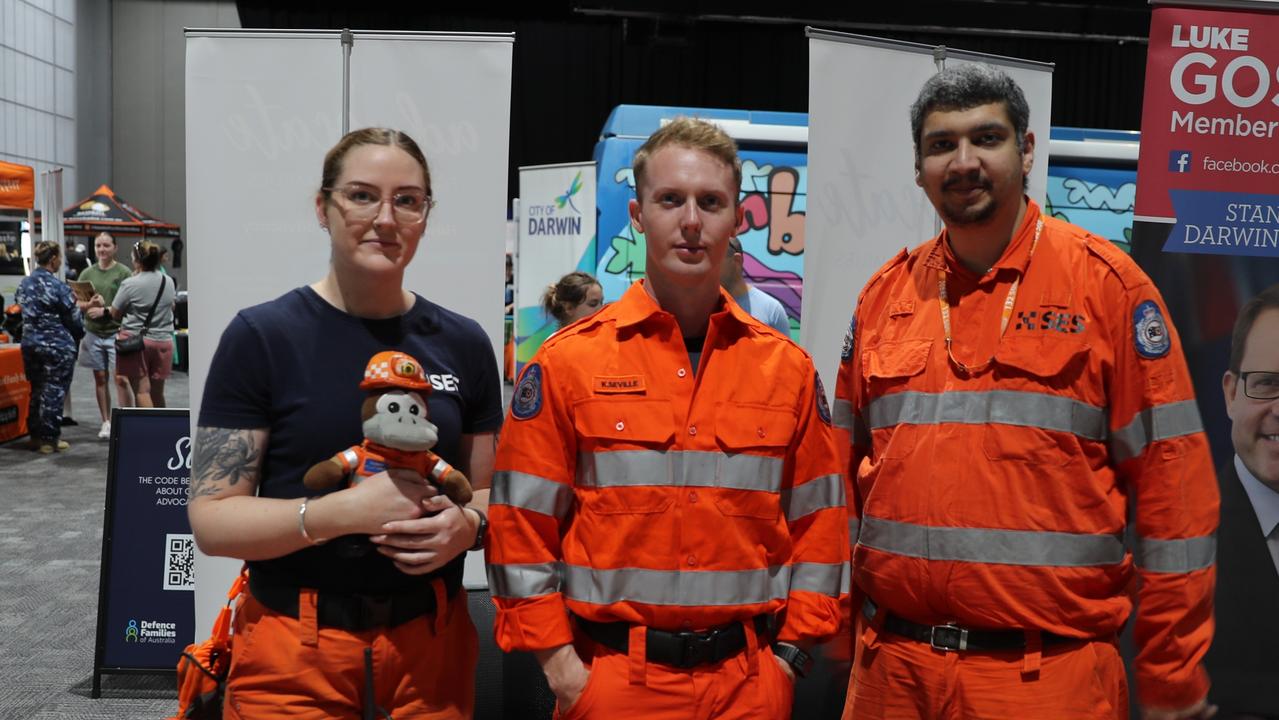 NTES Volunteers Jamie Richardson, Kyle Seville, Aushim Merchant. Photo: Harry Brill.