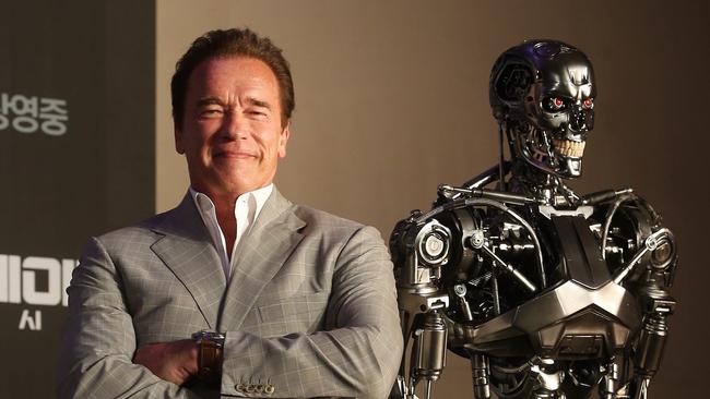 Hollywood star Arnold Schwarzenegger poses for a photo during a publicity event to promote "Terminator Genisys." Picture: AAP.