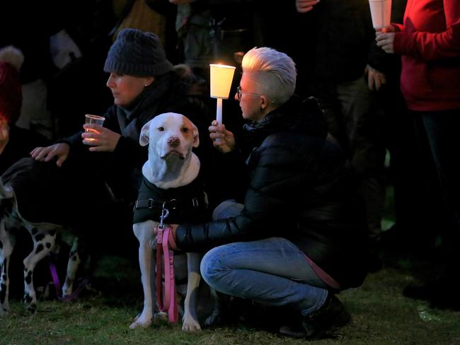 Mourners at the Reclaim Princes Park vigil for Eurydice Dixon. Picture: Mark Stewart