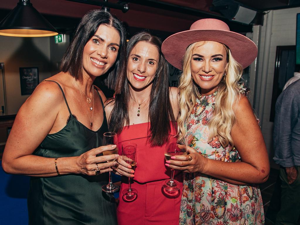 Leigh Quinlan, Tamika Byatt and Amanda Thurbin at The Spotted Cow reopening in Toowoomba. Socials: Damien Anthony Rossi | Picture: Ali Rasoul