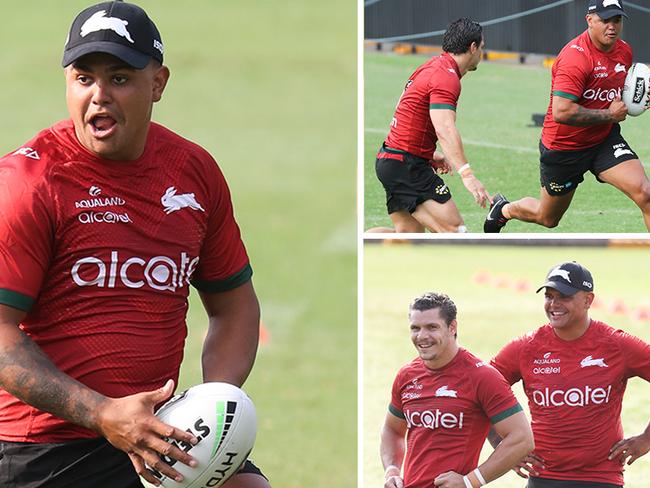 Latrell trains with the Rabbitohs for the first time.