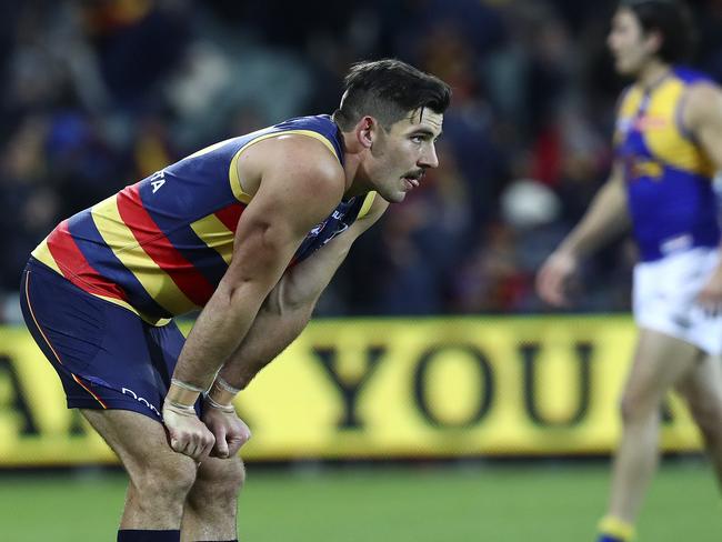 Taylor Walker after Adelaide’s Round 23 loss to West Coast, which cost the Crows a top-four spot. Picture: Sarah Reed