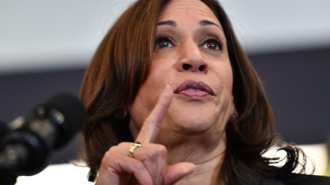 Kamala Harris delivers remarks at a vaccine mobilisation event at the TCF Center in Detroit, Michigan. Picture: AFP.