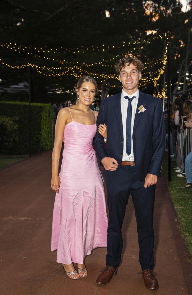 Bella Harth partners Matthew Schultz at St Mary's College formal at Picnic Point, Friday, March 22, 2024. Picture: Kevin Farmer