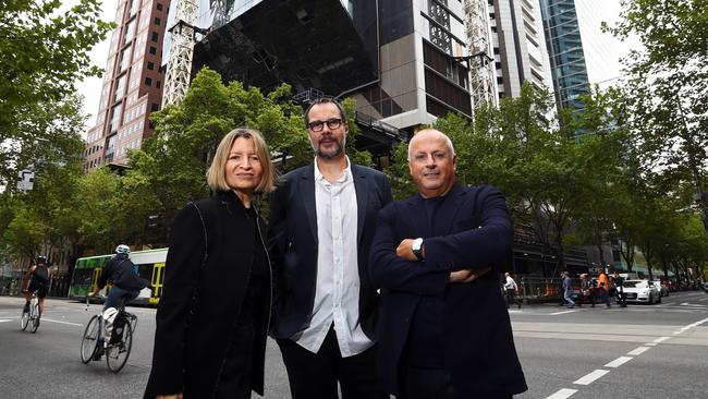 Chris Lucas with chef Martin Benn and his partner Vicki Wild. Picture: Aaron Francis.