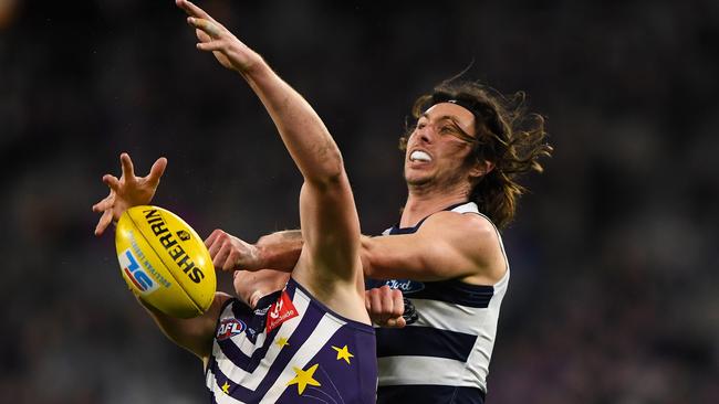 Jack Henry ensured there was nothing easy on the Geelong backline. Picture: Getty Images