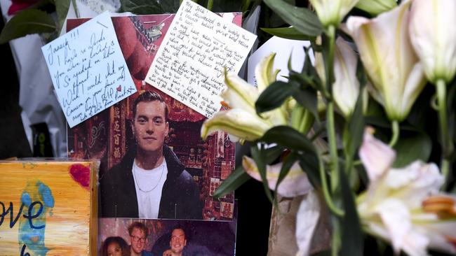 Flowers and pictures of one of the victims of the Londond Bridge attack. Picture: Alberto Pezzali