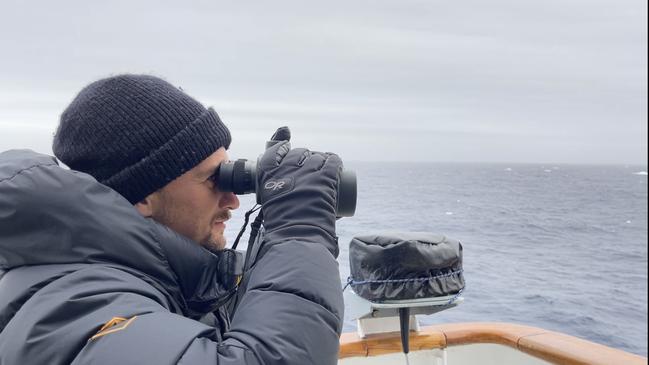 Angus Henderson has been apart of the scientific team that spotted Humpback whales in Antarctica's western Weddell Sea for the first time, indicating some of the effects of climate change. Photo: UTAS/Mary-Anne Lea