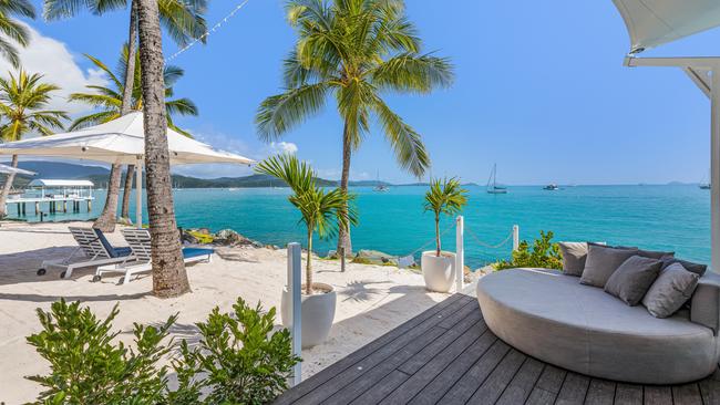 Private beach at Coral Sea Marina Resort.