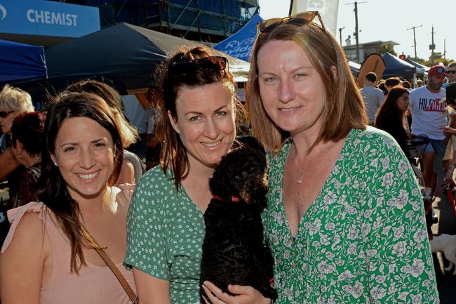 Jo Hindle, Kate Wilson, ‘Bonnie’ the dog and Ellen Wilson at Chirn Park Street Festival. Picture: Regina King