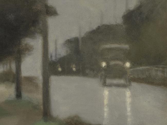 Motor lights, 1929, Melbourne, oil on board