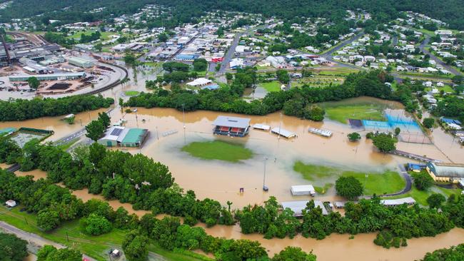 Tully Showgrounds has been inundated for the second time in three months with Tully Tigers rugby league club's volunteers forced to clean up yet again. Image: Daley Rata-Makene