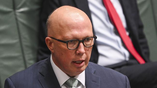 Opposition Leader Peter Dutton during Question Time at Parliament House in Canberra. Picture: NCA NewsWire / Martin Ollman