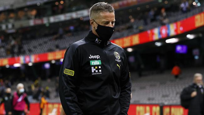 Gold Coast Suns vs Richmond at Marvel Stadium, Melbourne. 01/07/2021.   Damien Hardwick, Senior Coach of the Tigers after tonights loss to the Suns   .  Pic: Michael Klein