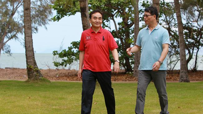 Benny Wu (left) pictured on Double Island with Double Island with Davey Tam (right) after they purchased the former pristine island off the coast of Palm Cove in 2012.